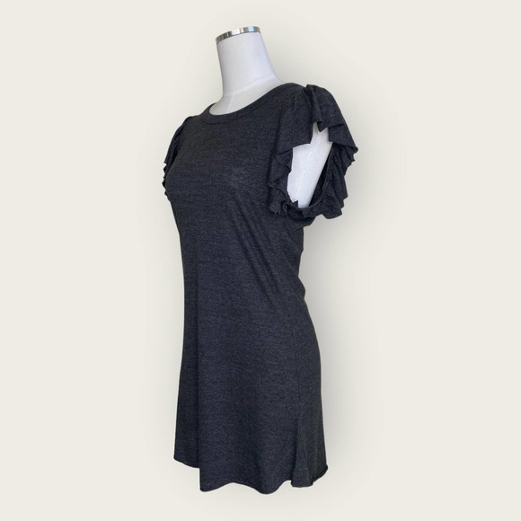 Chaser Vintage Triblend Flutter Sleeve Shirt Dress in Charcoal - Picture 4 of 7